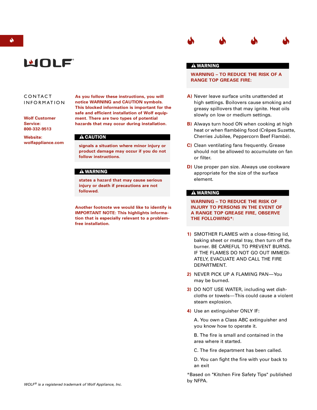 Wolf Pro Wall installation instructions N Ta C T F O R M At I O N 