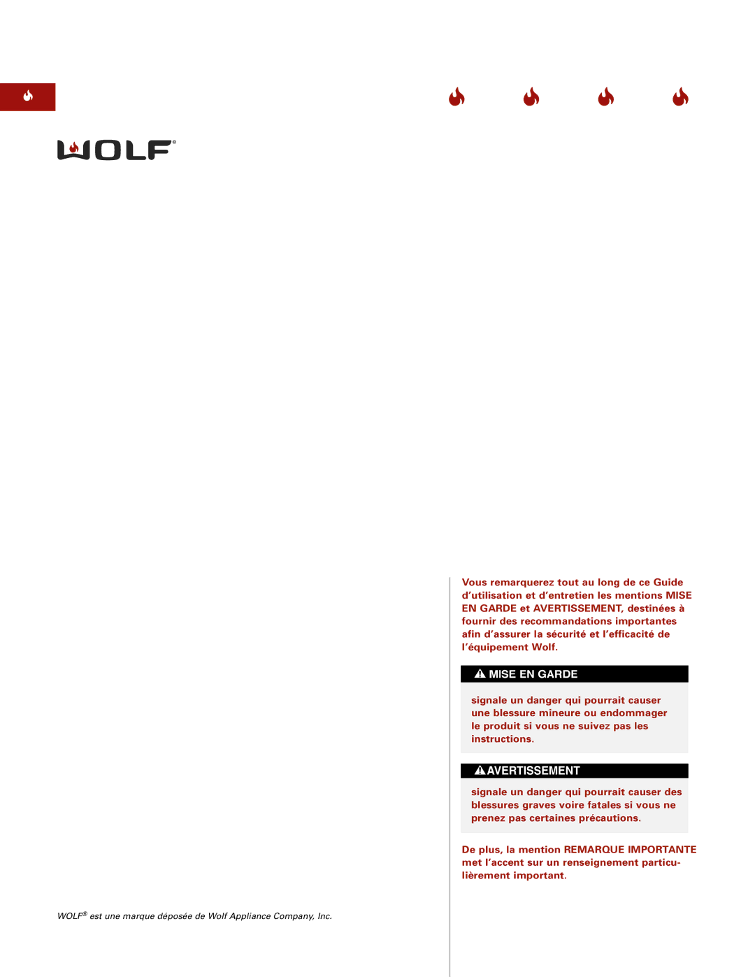 Wolf Steamer manual Wolf est une marque déposée de Wolf Appliance Company, Inc 