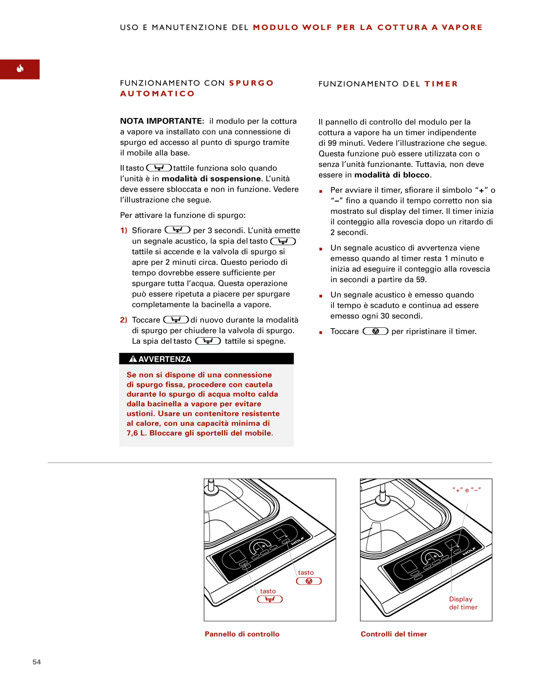 Wolf Steamer manual To M AT I C O, N Z I O N a M E N to D E L T I M E R 