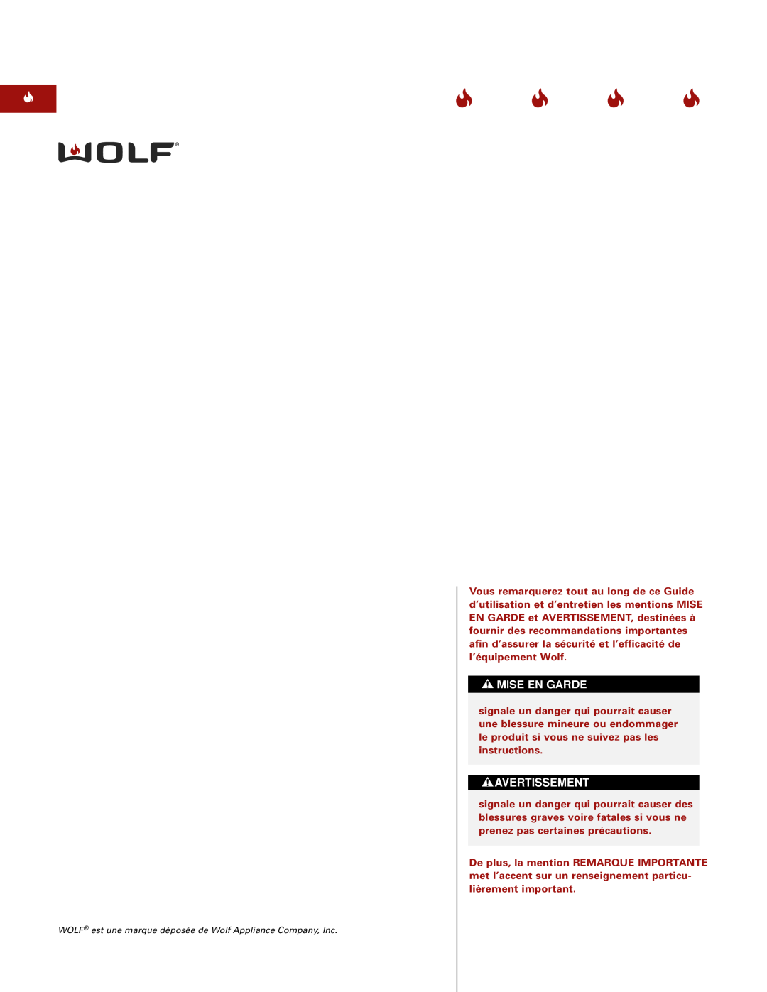 Wolf Steamer manual WOLF est une marque déposée de Wolf Appliance Company, Inc 