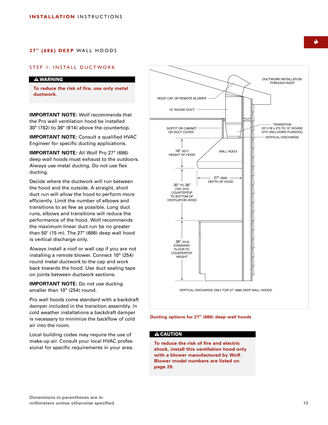 Wolf W302210I installation instructions 27 686 Deep WA L L H O O D S 