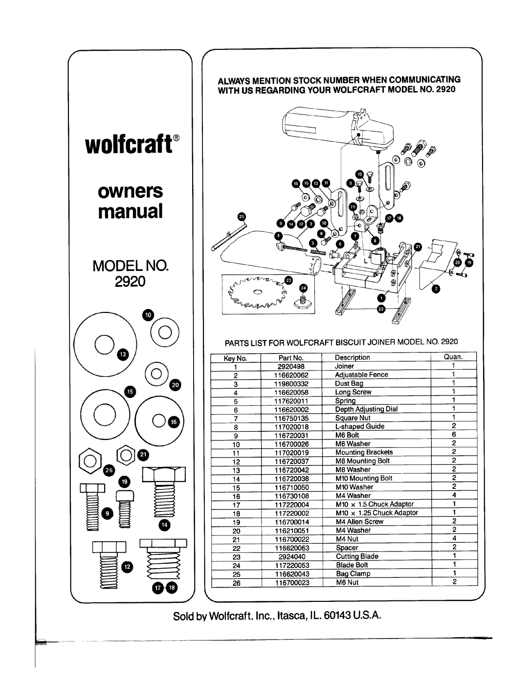 Wolfcraft 2920 manual 