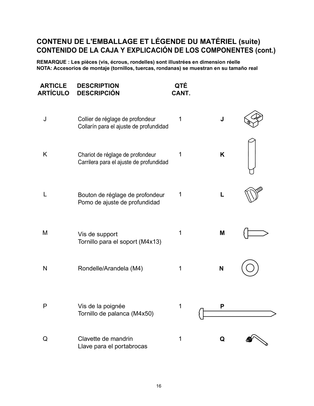 Wolfcraft 3408 manual Article Description QTÉ, Descripción Cant 