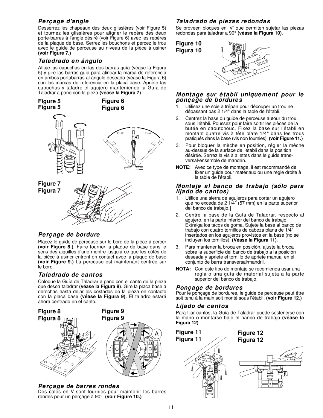 Wolfcraft 4525 Perçage dangle, Taladrado en ángulo, Perçage de bordure, Taladrado de cantos, Taladrado de piezas redondas 