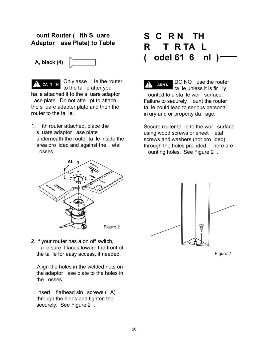 Wolfcraft 6155 manual Securing the Router Table Model 6156 Only 