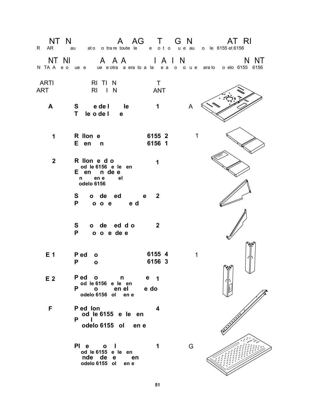 Wolfcraft 6155, 6156 manual Contenu DE Lemballage ET Légende DU Matériel 