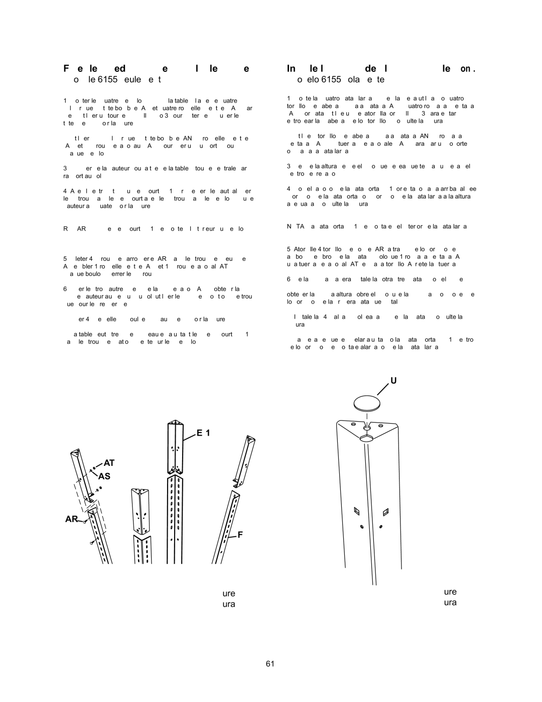 Wolfcraft 6155, 6156 manual Fixer les pieds à hauteur réglable suite 