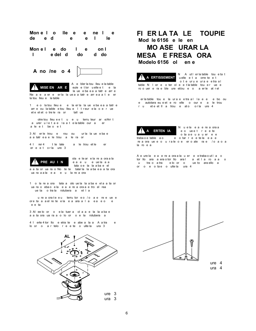 Wolfcraft 6155 manual Modèle 6156 seulement, Modelo 6156 solamente 