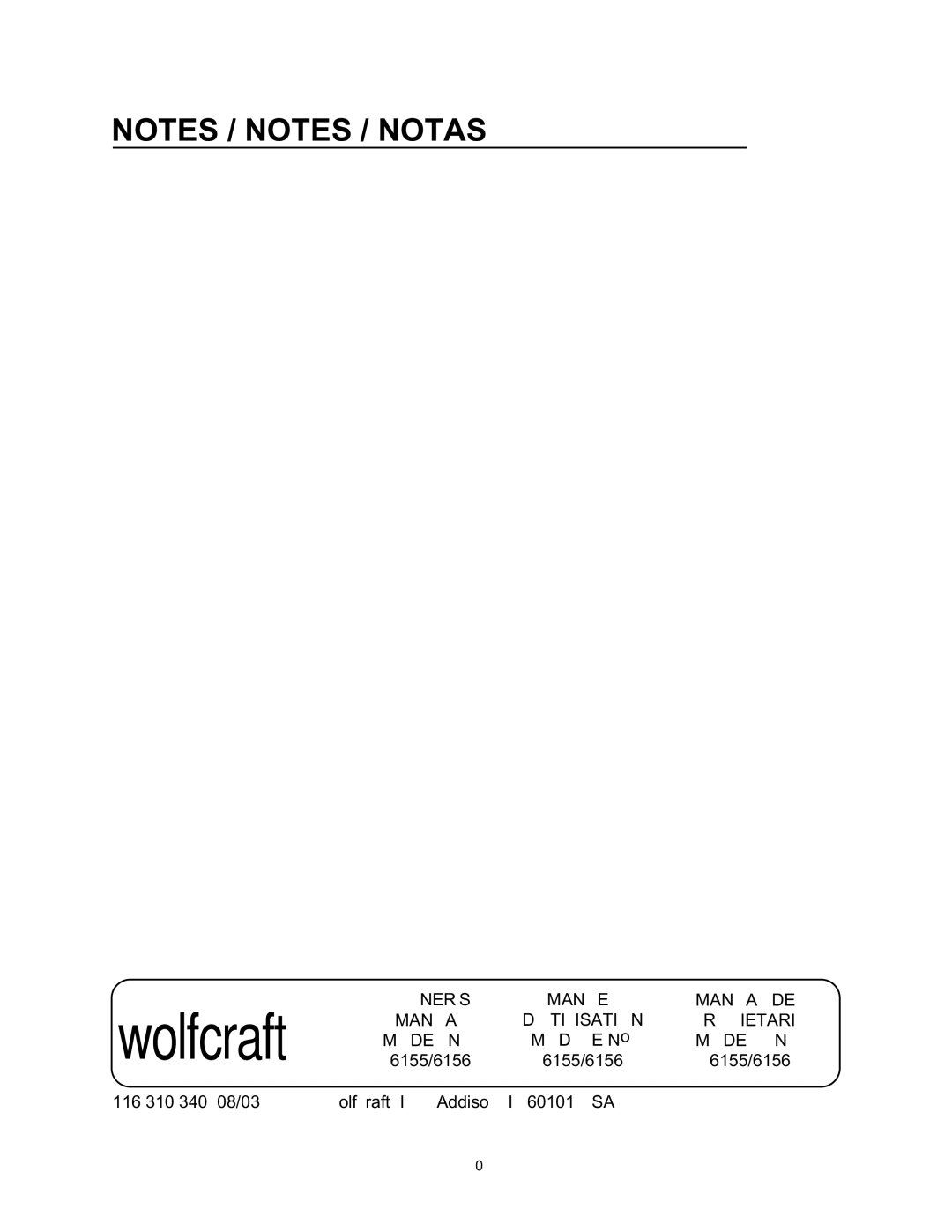 Wolfcraft 6156, 6155 manual Wolfcraft 