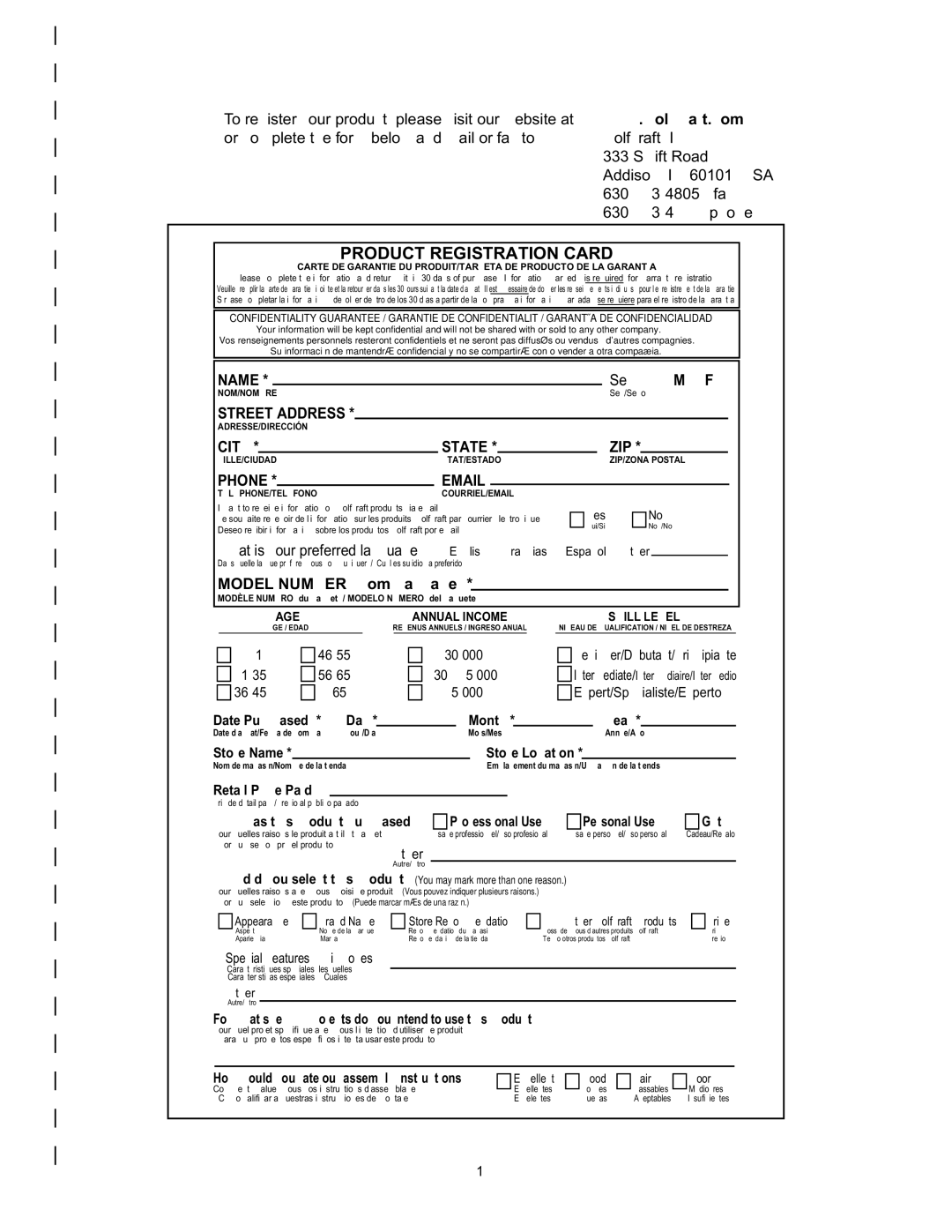 Wolfcraft 6155, 6156 manual Product Registration Card, Name 