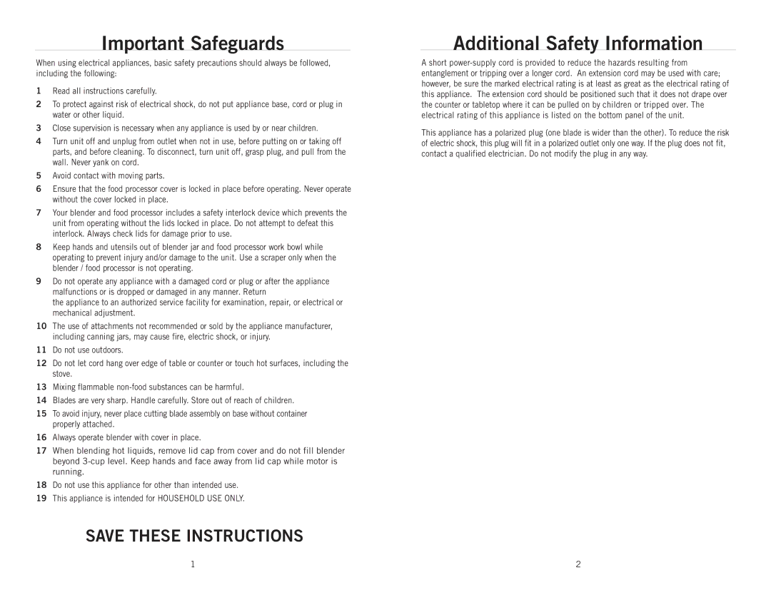 Wolfgang Puck BBLFP001 operating instructions Important Safeguards, Additional Safety Information 