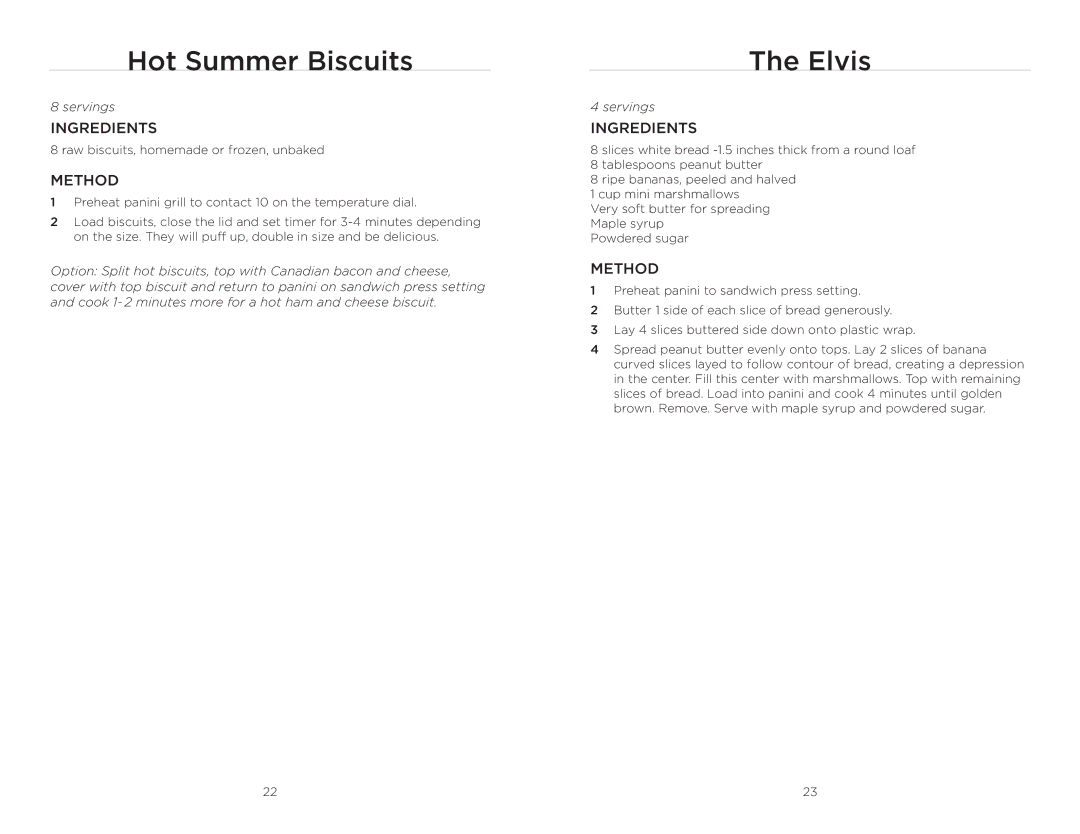 Wolfgang Puck BCGL0020 operating instructions Hot Summer Biscuits, Elvis 