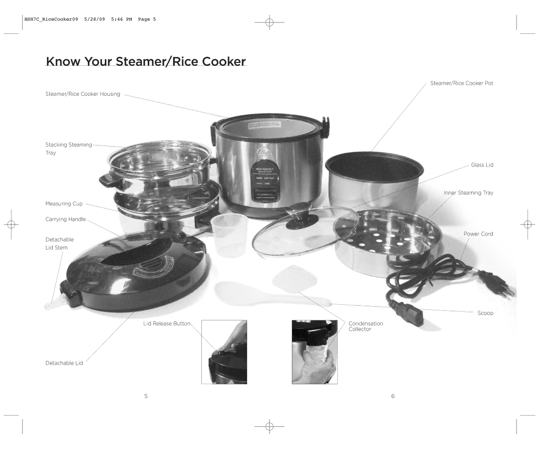 Wolfgang Puck BDRCRS007 manual Know Your Steamer/Rice Cooker 