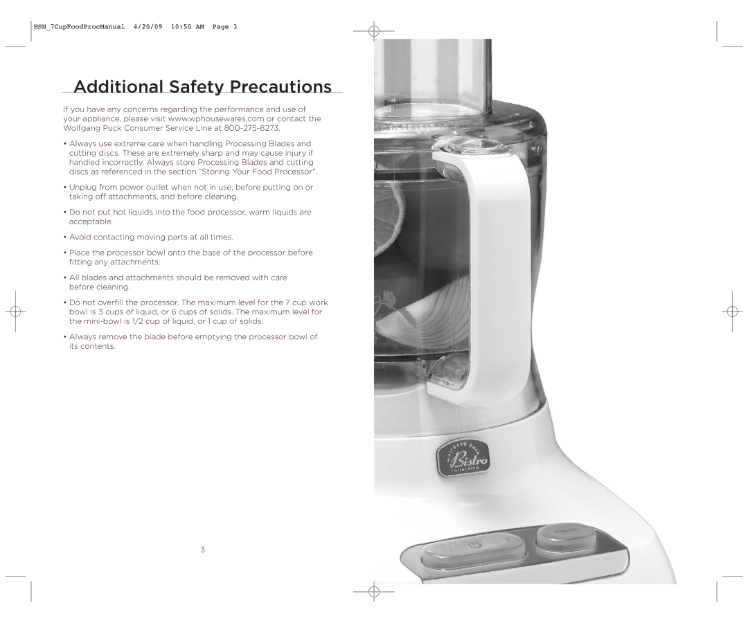 Wolfgang Puck BFPR0007 manual Additional Safety Precautions 