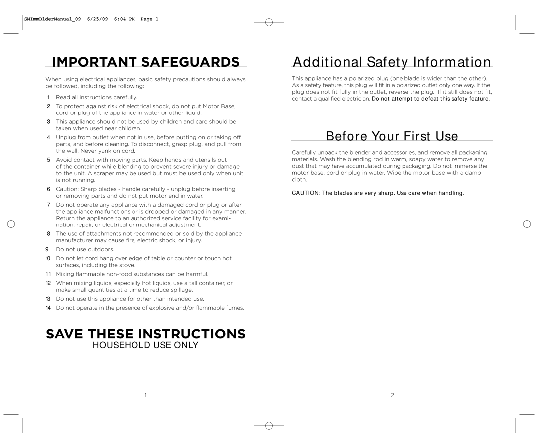 Wolfgang Puck BIBC1050 manual Important Safeguards, Before Your First Use 