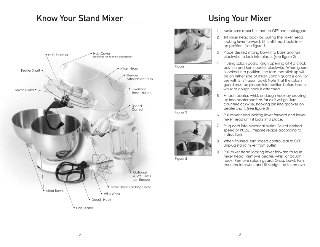 Wolfgang Puck BMSD0015 manual Know Your Stand Mixer Using Your Mixer 