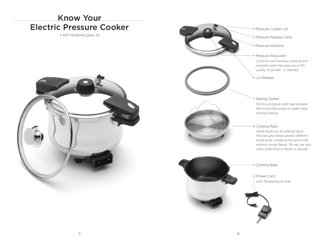 Wolfgang Puck BPCR0010 manual Know Your Electric Pressure Cooker, Cooking Rack 