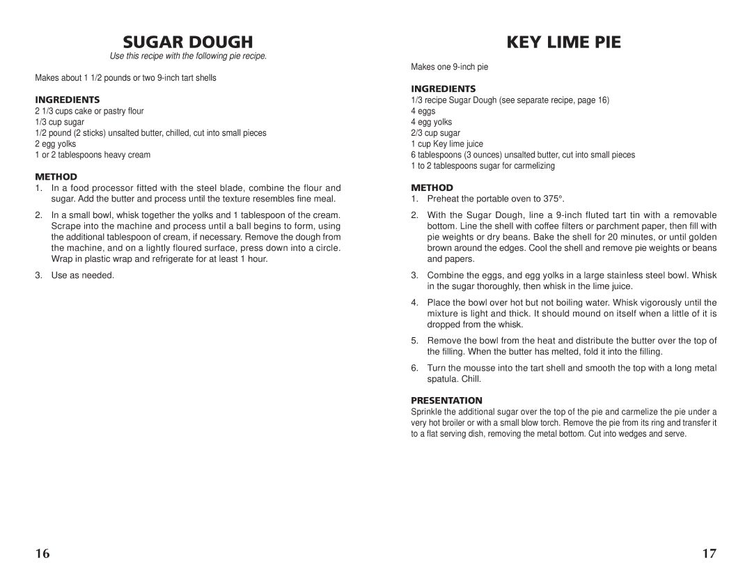 Wolfgang Puck BRON0118 manual Sugar Dough, KEY Lime PIE 