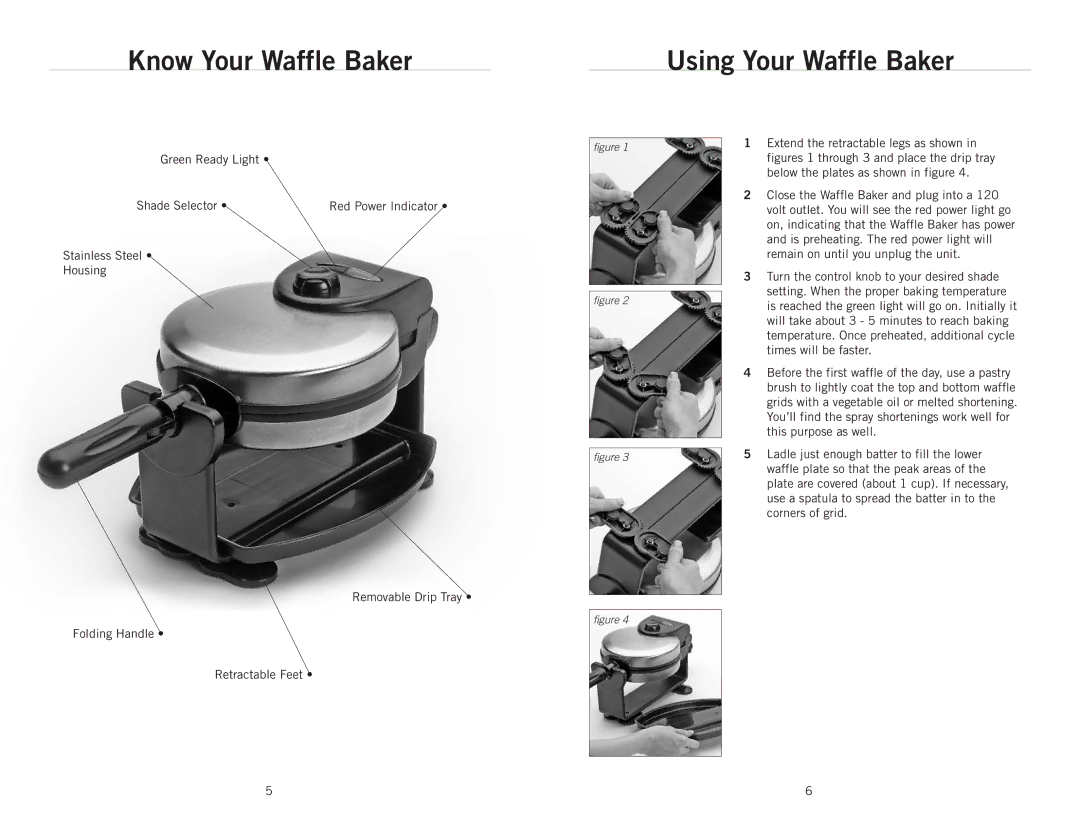 Wolfgang Puck BRWB0010 manual Know Your Waffle Baker, Using Your Waffle Baker 