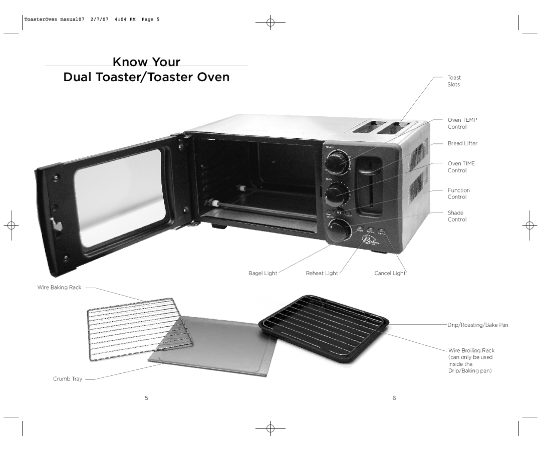 Wolfgang Puck BTOT0010 operating instructions Know Your Dual Toaster/Toaster OvenToast 