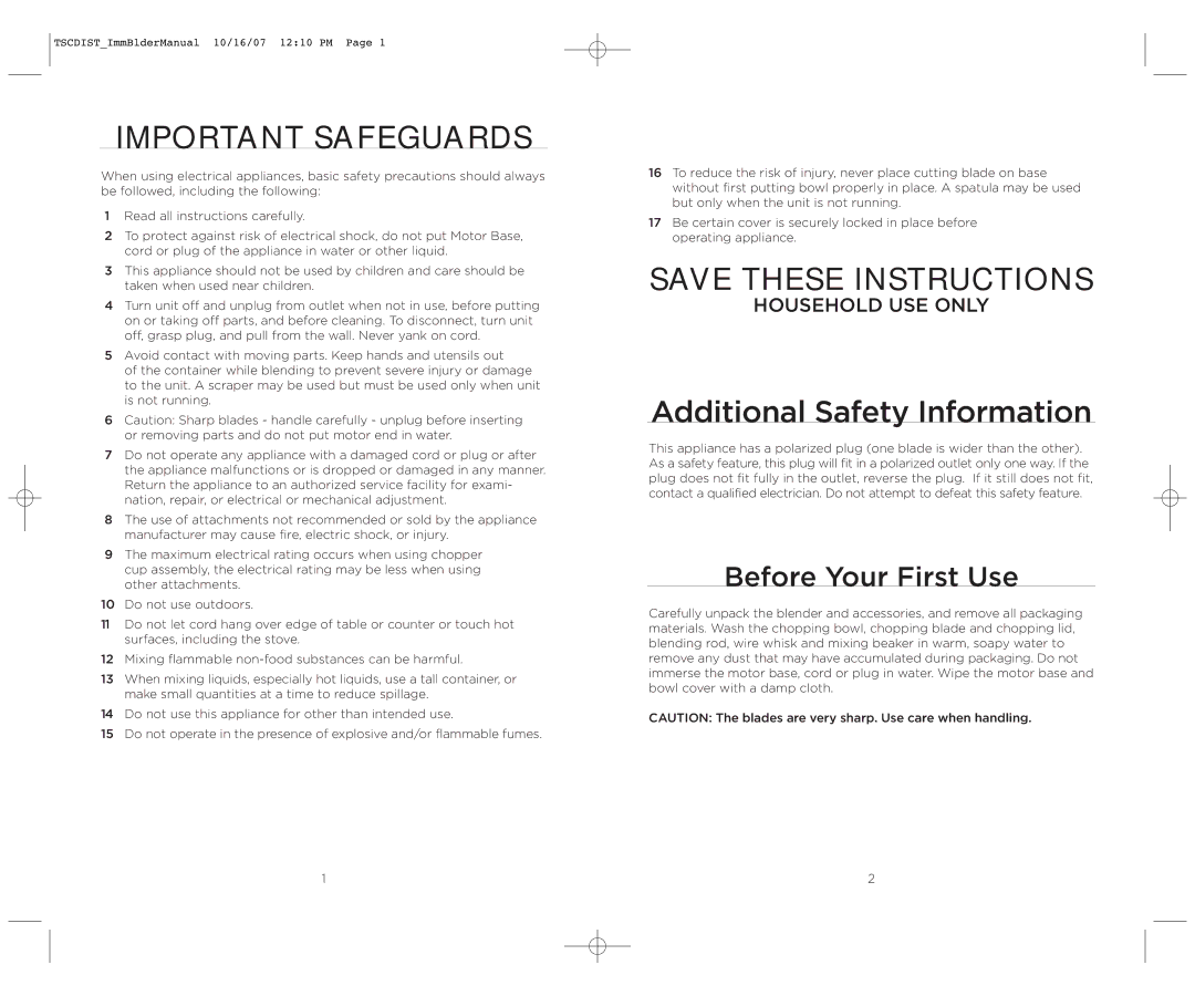 Wolfgang Puck WPIB0010C manual Important Safeguards, Before Your First Use 