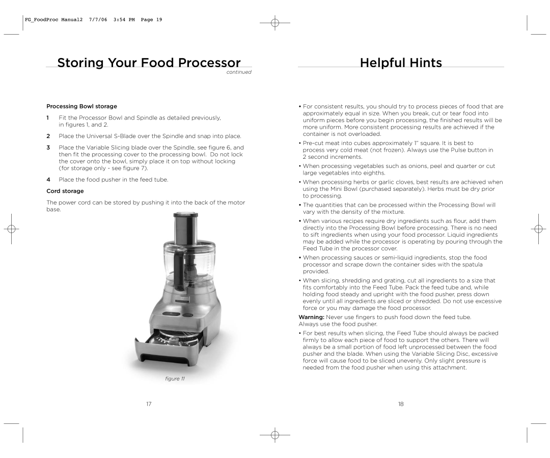 Wolfgang Puck WPMFP15 manual Helpful Hints 