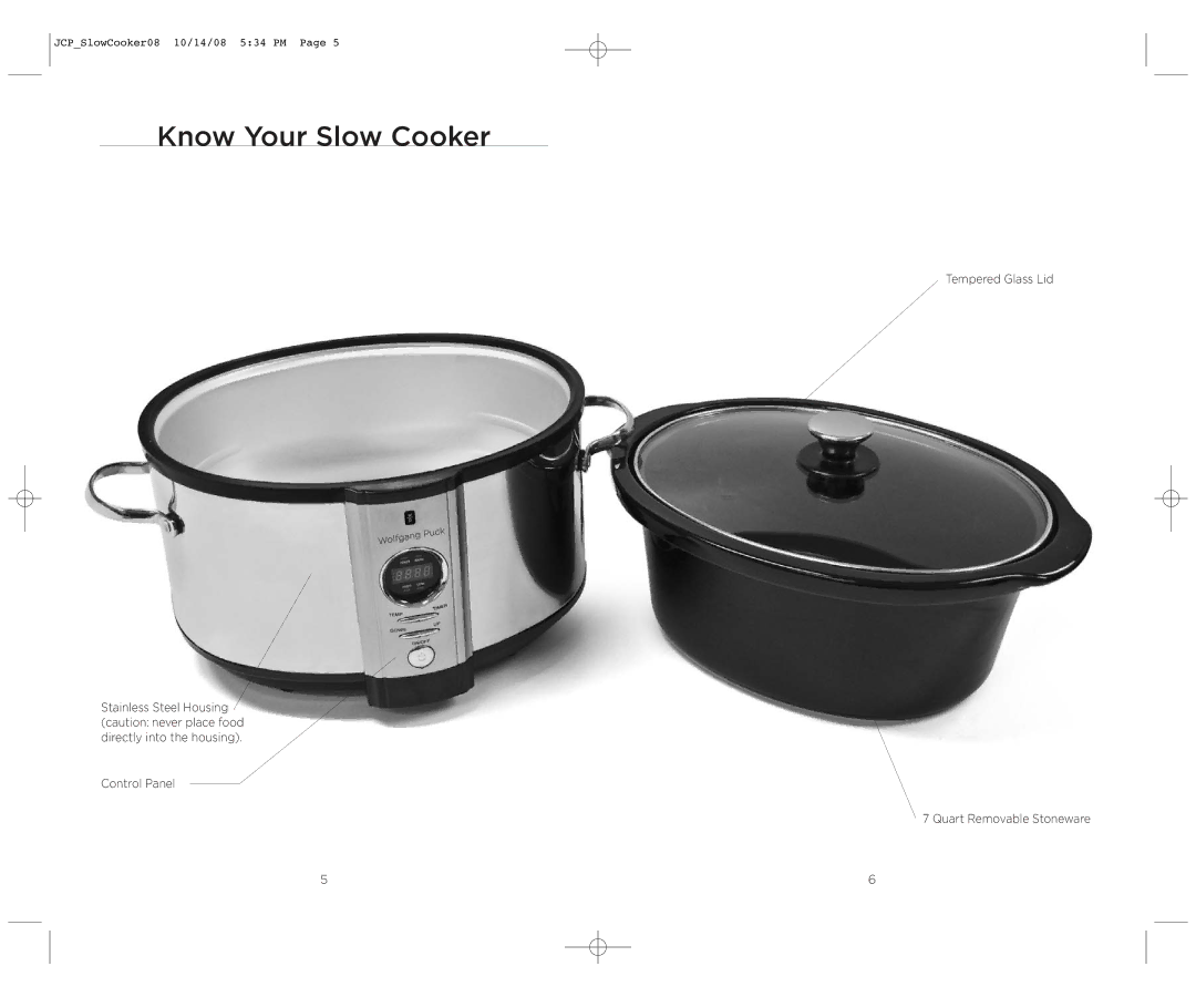 Wolfgang Puck WPSC0010 manual Know Your Slow Cooker 