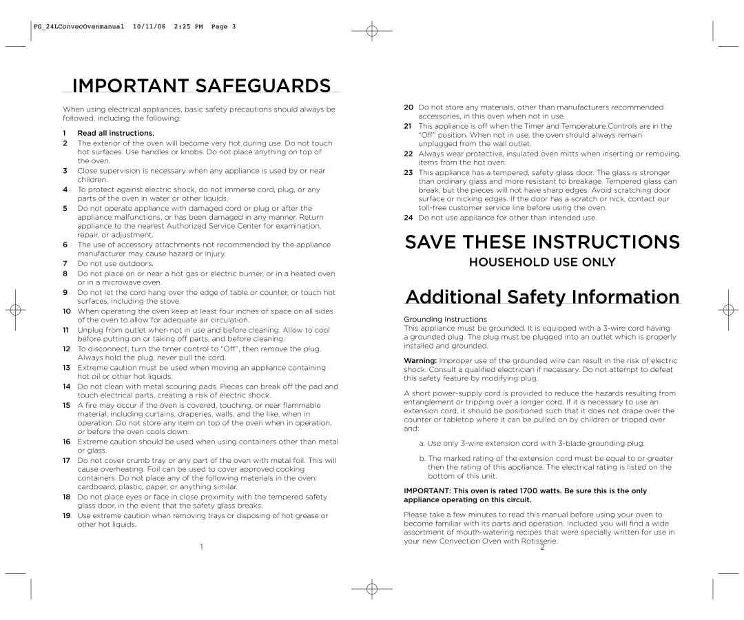 Wolfgang Puck WPSSCO24 operating instructions Important Safeguards 