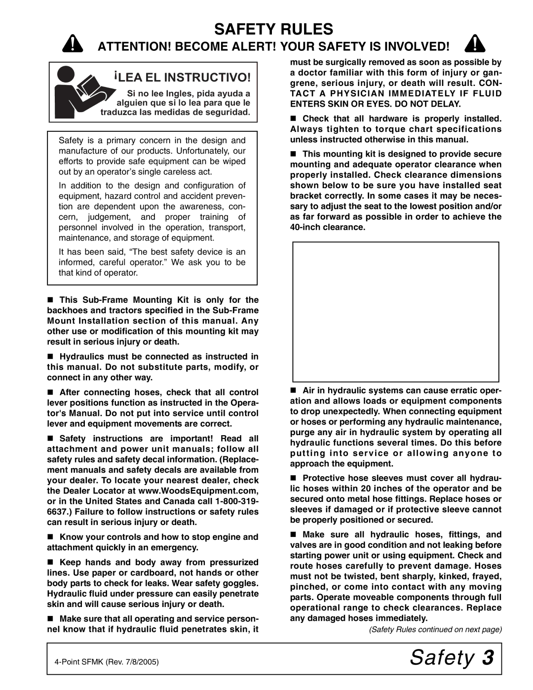 Woods Equipment 1002899 manual Safety Rules 