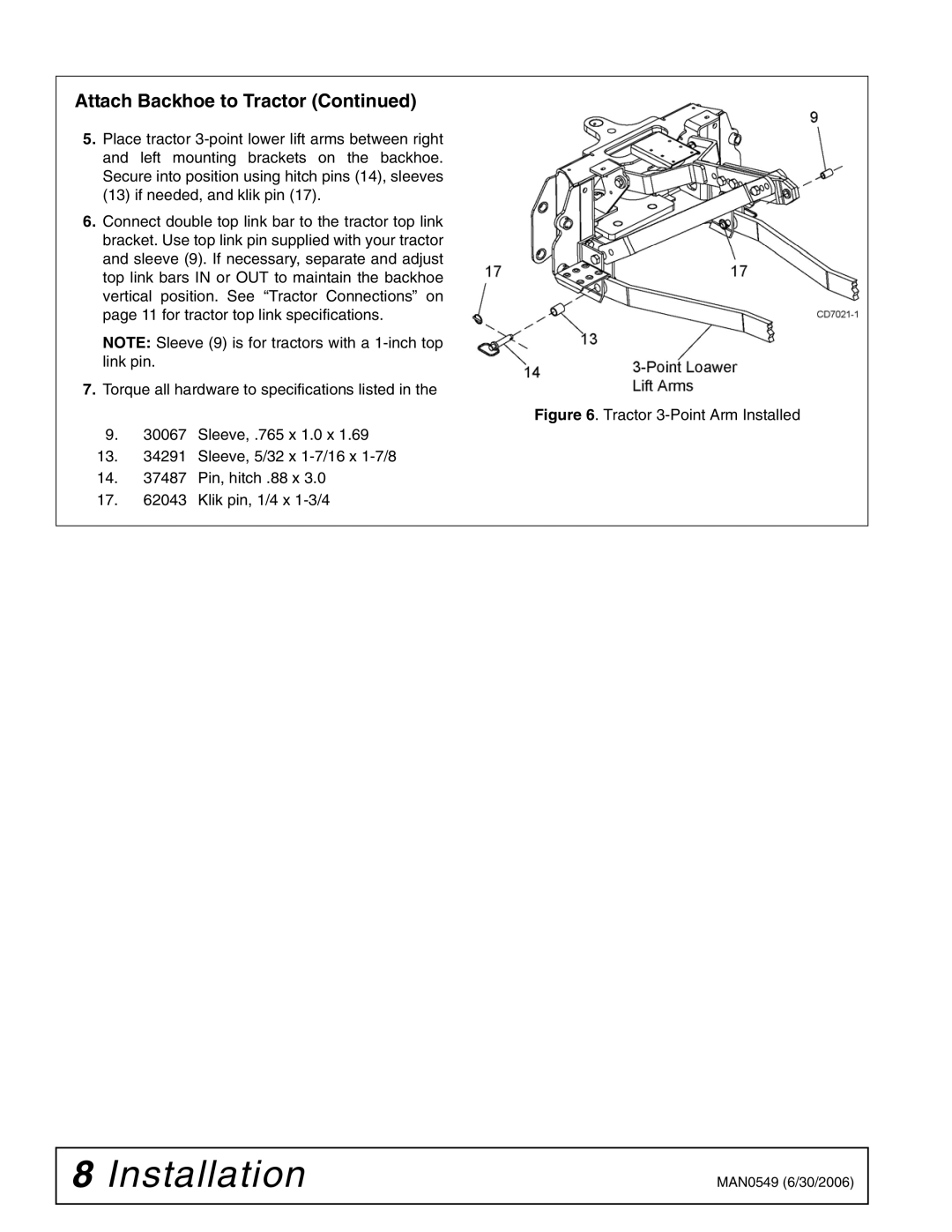 Woods Equipment 1012606 manual Installation 