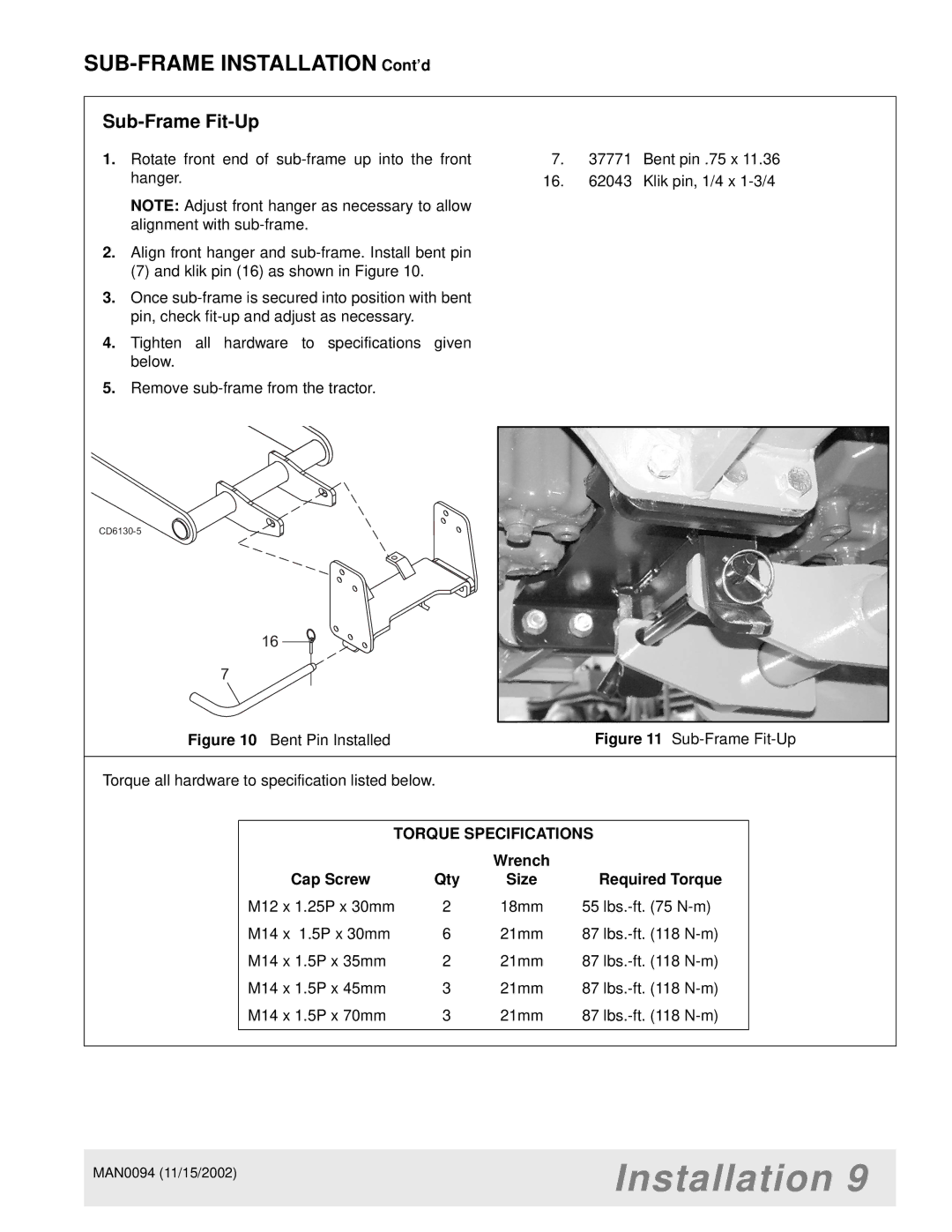 Woods Equipment MX5000, 1016, 2WD, MAN0094, LB702, 1012, 1004624, 1009, FWA, LA852-1 manual Torque Specifications 