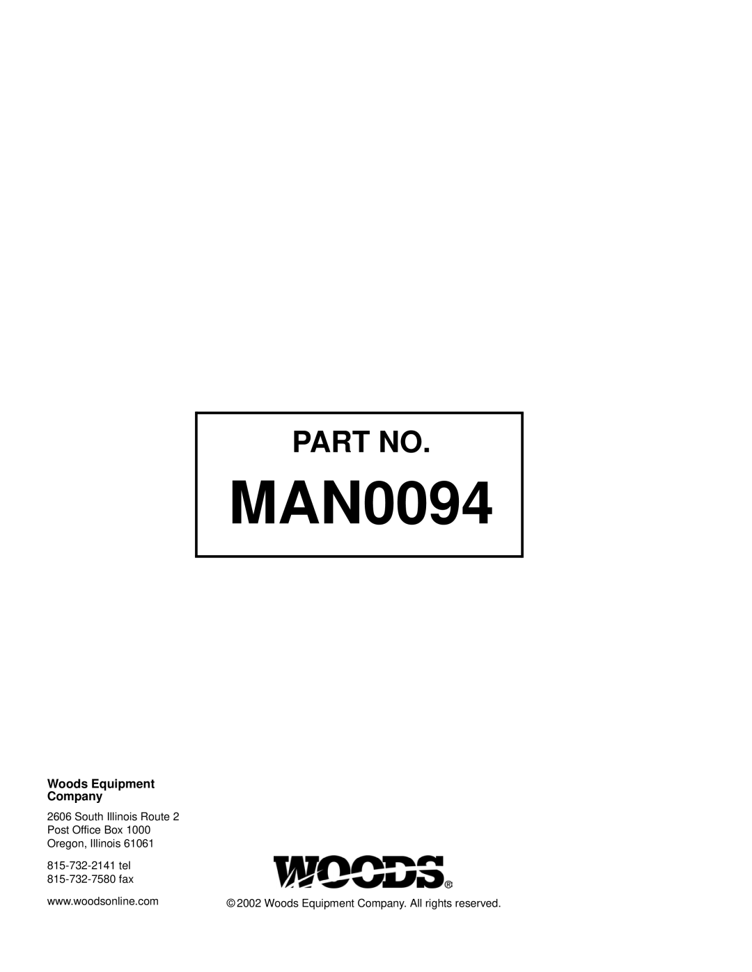 Woods Equipment 2WD, 1016, MX5000, LB702, 1012, 1004624, 1009, FWA, LA852-1 manual MAN0094 