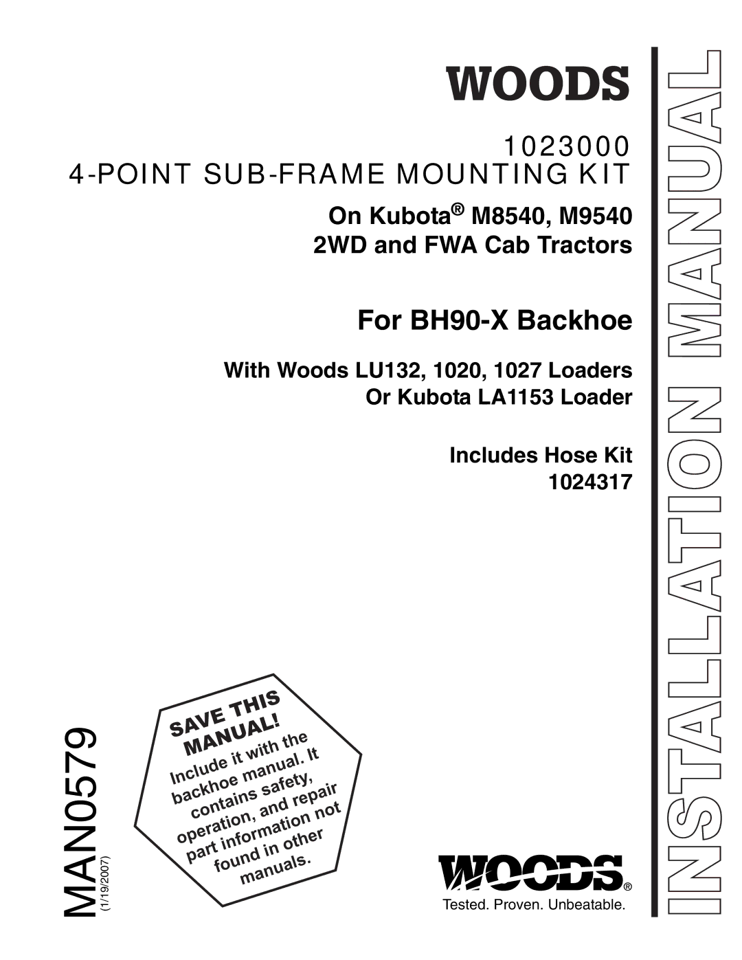 Woods Equipment 1023000 installation manual MAN0579 