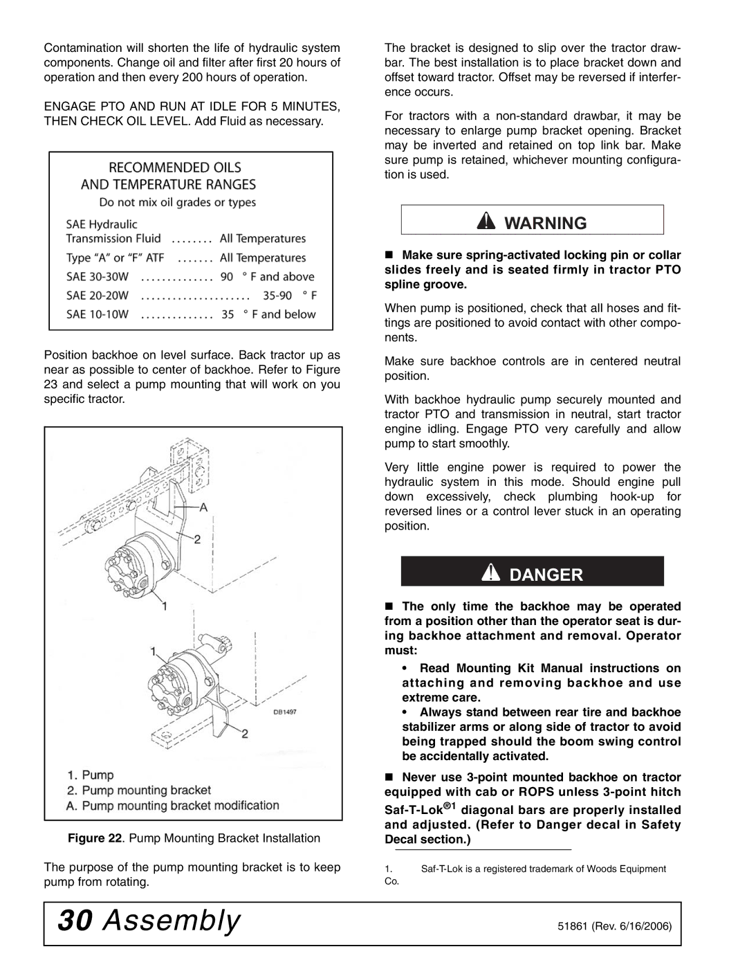 Woods Equipment 1050 manual Saf-T-Lok is a registered trademark of Woods Equipment 