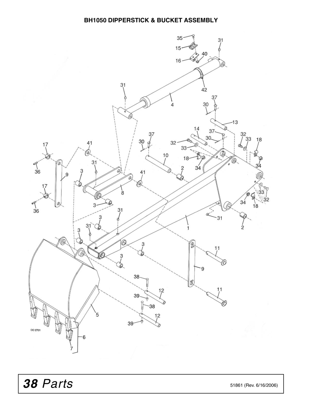 Woods Equipment manual BH1050 Dipperstick & Bucket Assembly 