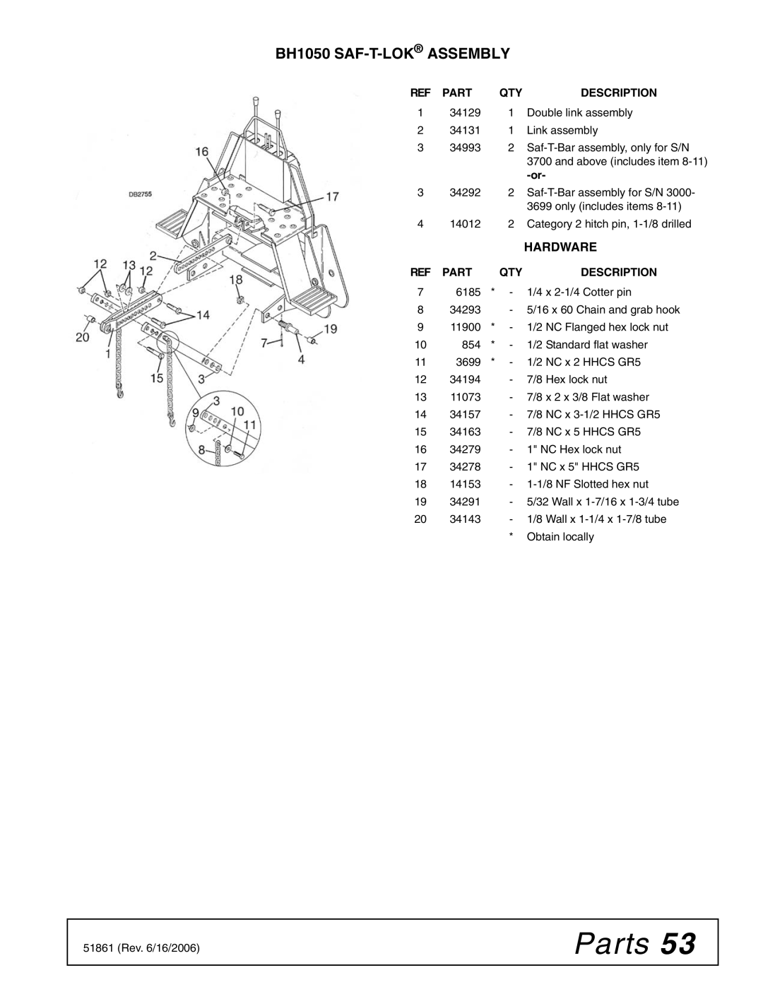 Woods Equipment manual BH1050 SAF-T-LOKASSEMBLY 