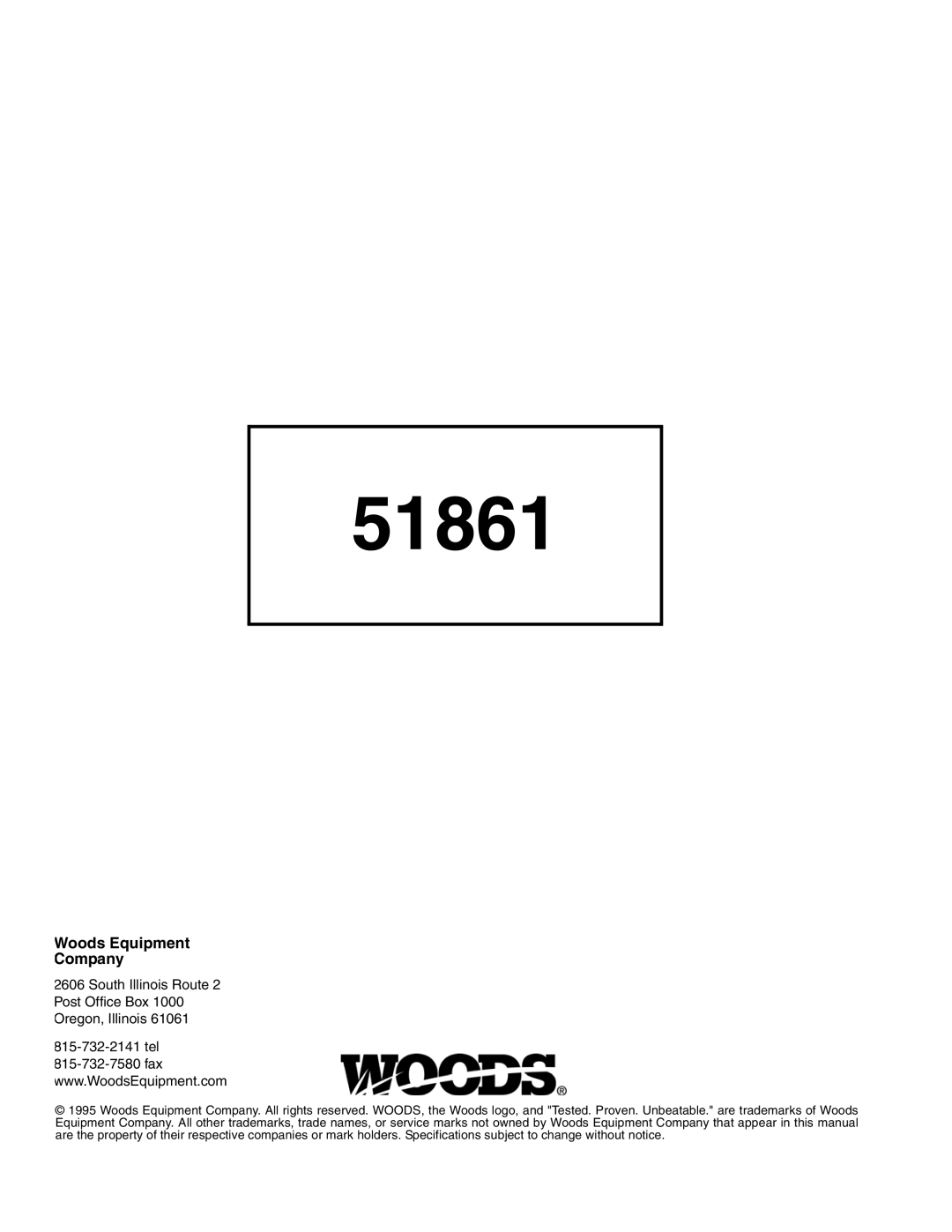 Woods Equipment 1050 manual 51861 