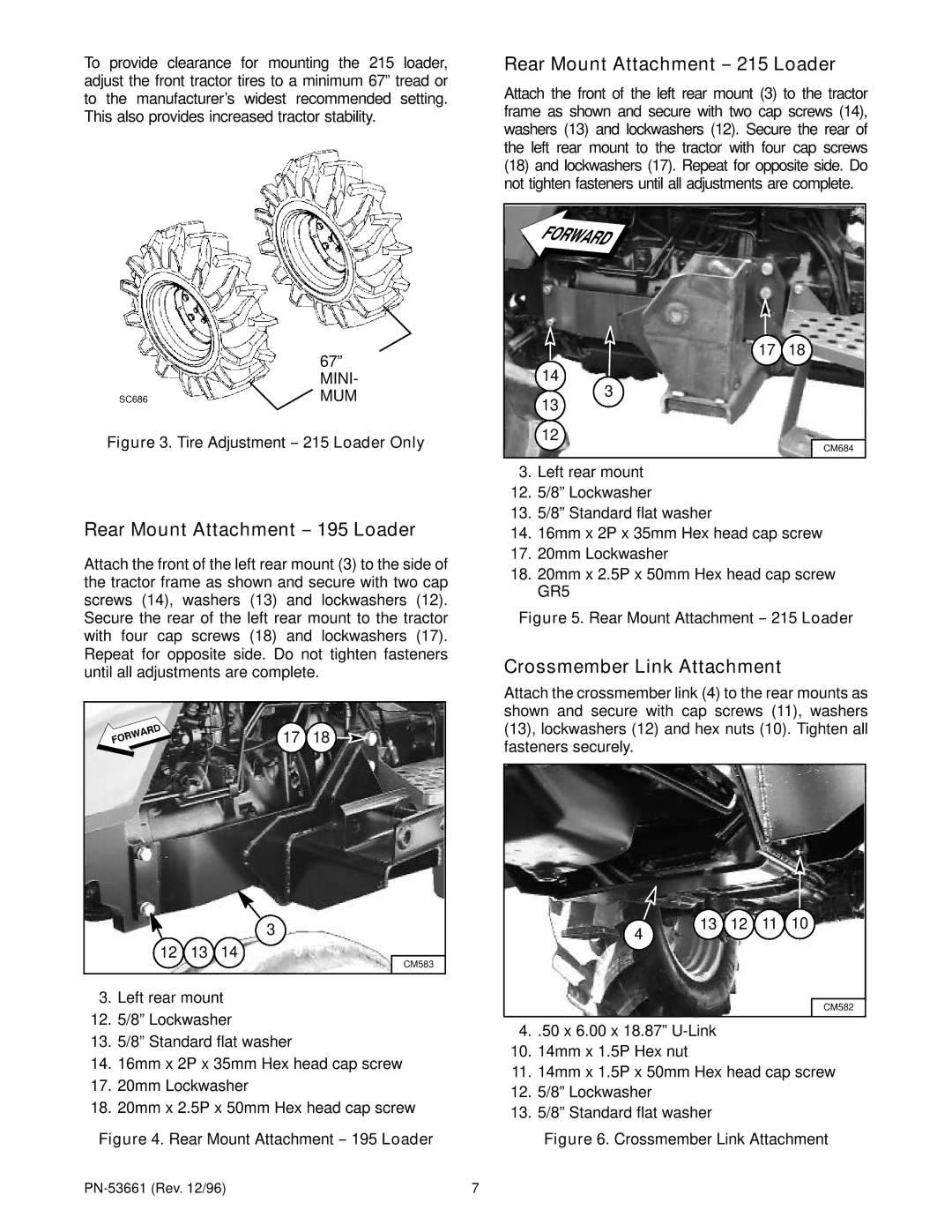 Woods Equipment 111307, 199758, 118460 Rear Mount Attachment -- 195 Loader, Rear Mount Attachment -- 215 Loader 