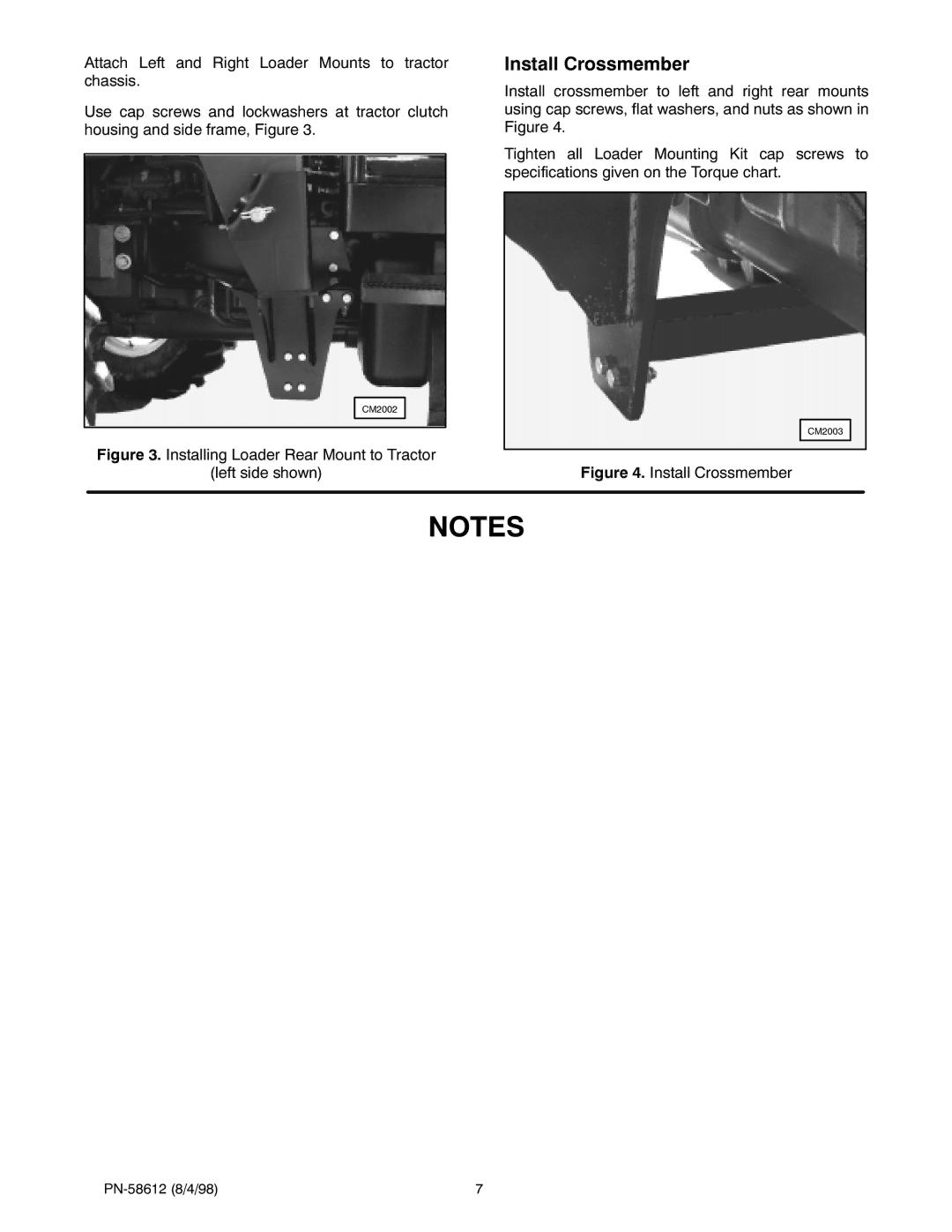 Woods Equipment 118470 manual Qvwdoo &URVVPHPEHU, $WWDFK /HIW DQG 5LJKW /RDGHU 0RXQWV WR Wudfwru Fkdvvlv 