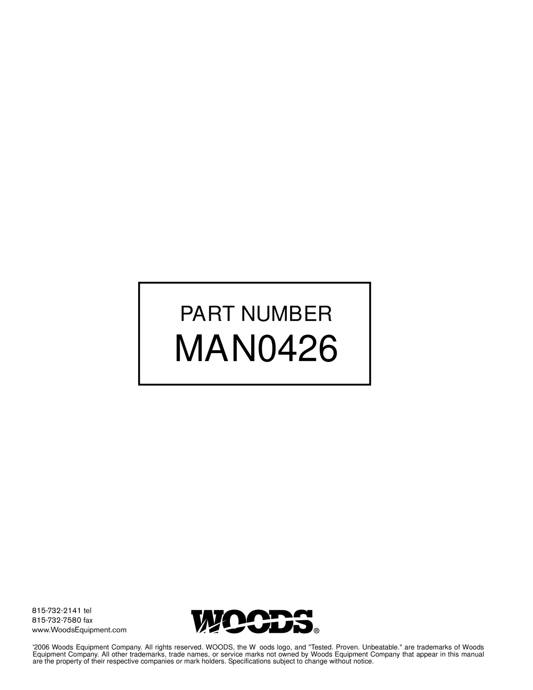 Woods Equipment 211716 installation manual MAN0426 