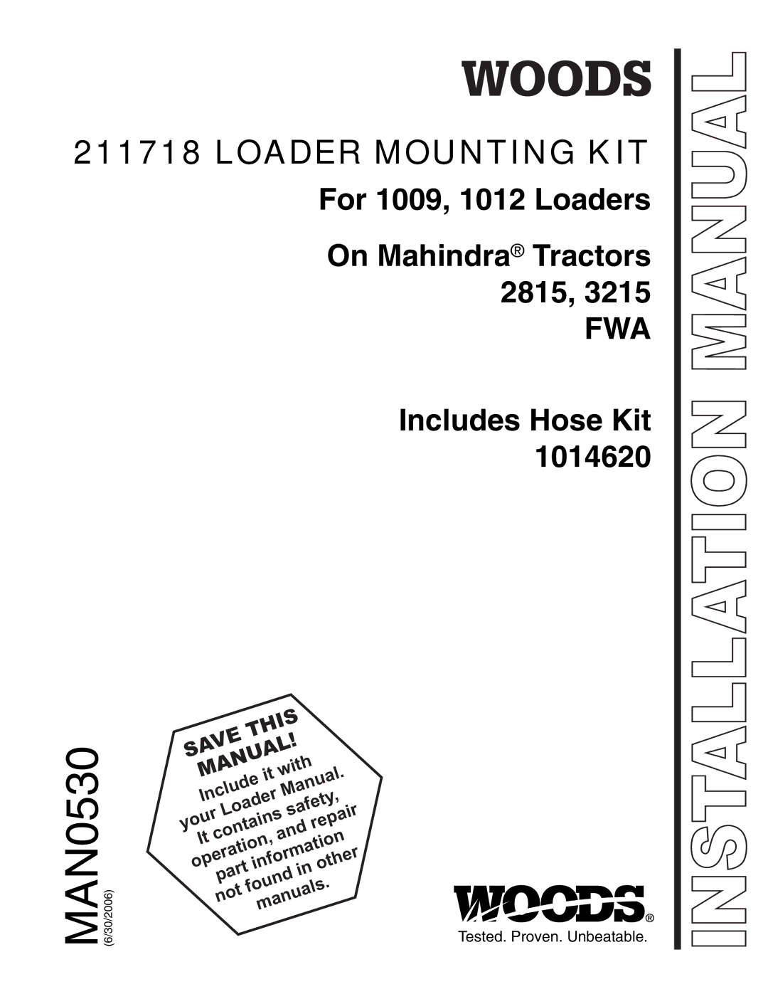 Woods Equipment 211718 installation manual MAN0530 