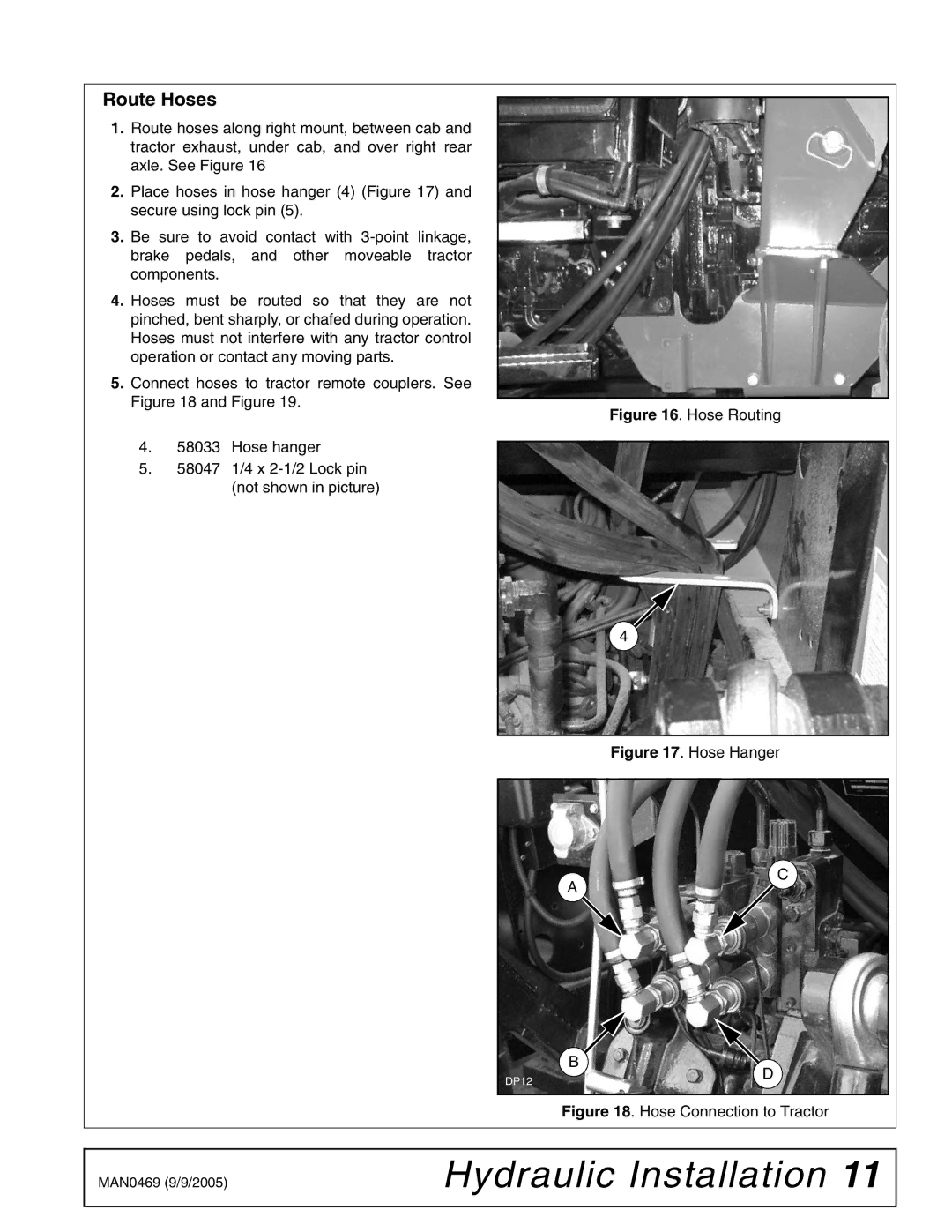 Woods Equipment 211822 installation manual Route Hoses, Hose Routing 