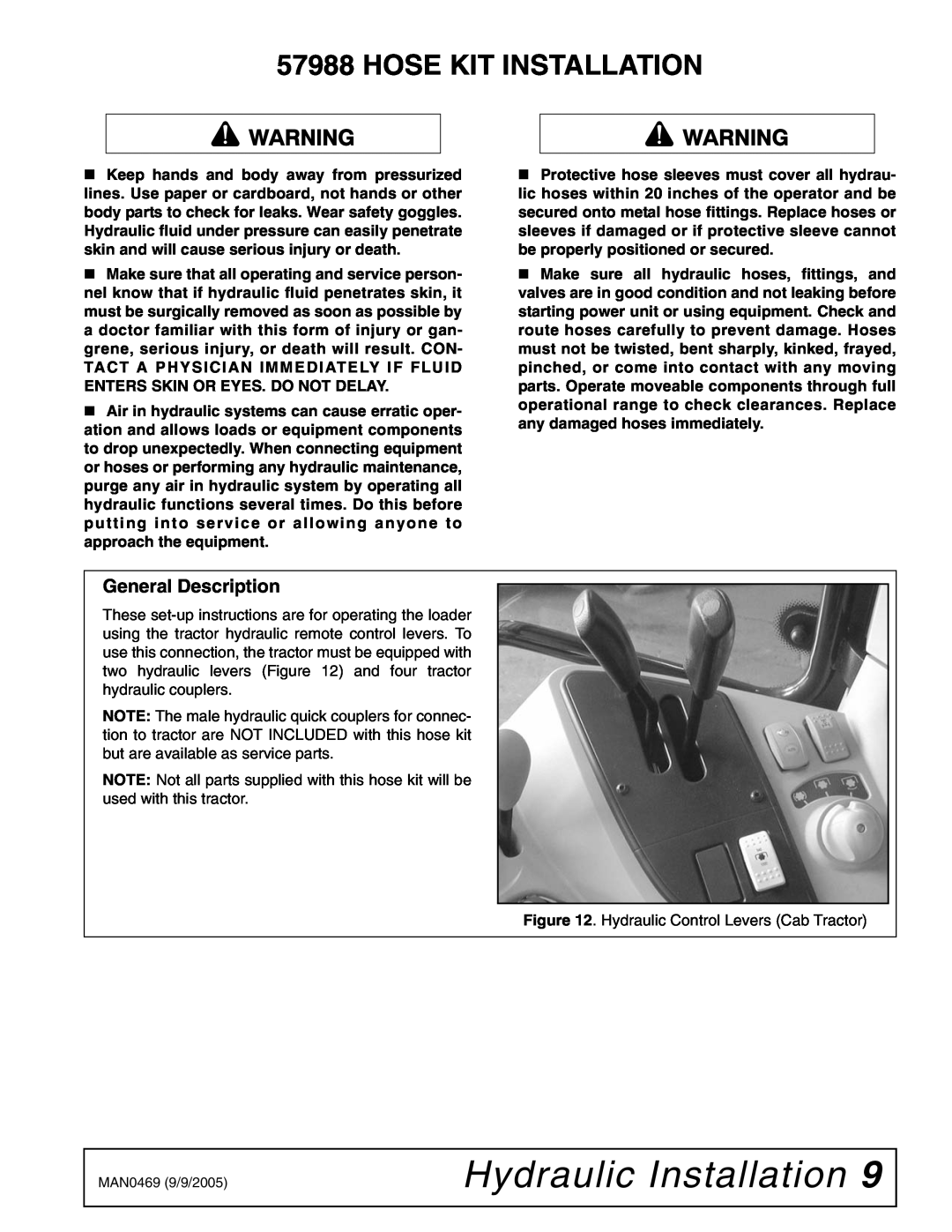 Woods Equipment 211822 installation manual Hydraulic Installation, General Description 