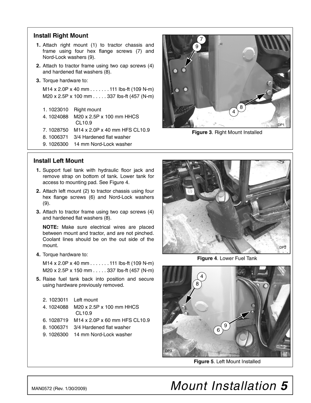 Woods Equipment 2300003 manual Install Right Mount, Install Left Mount 