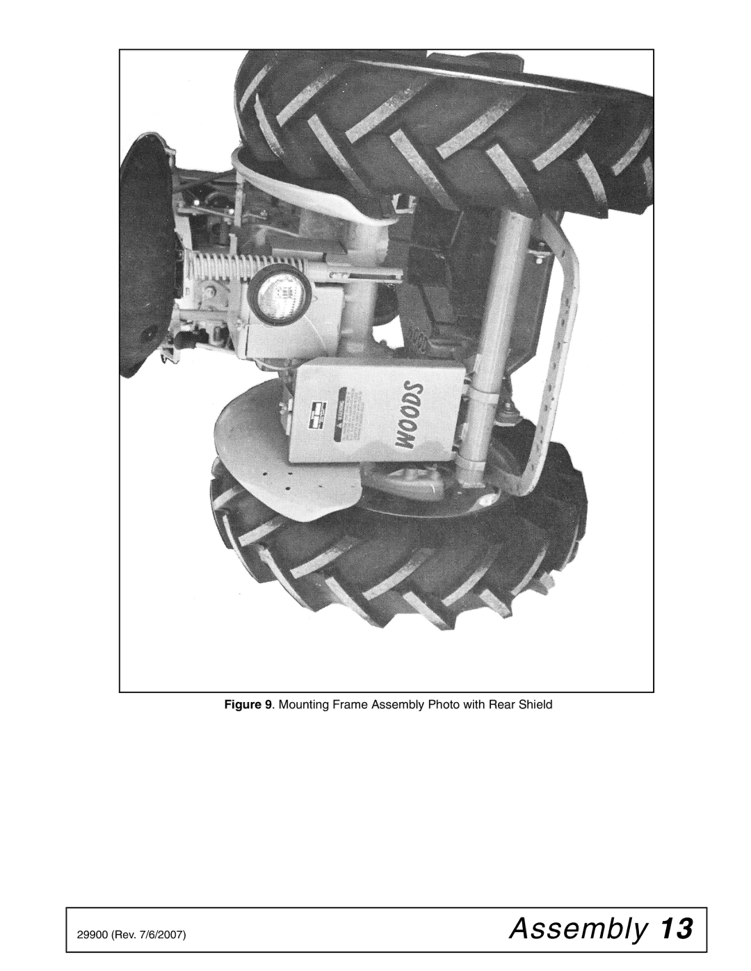 Woods Equipment 42C-6 manual Mounting Frame Assembly Photo with Rear Shield 