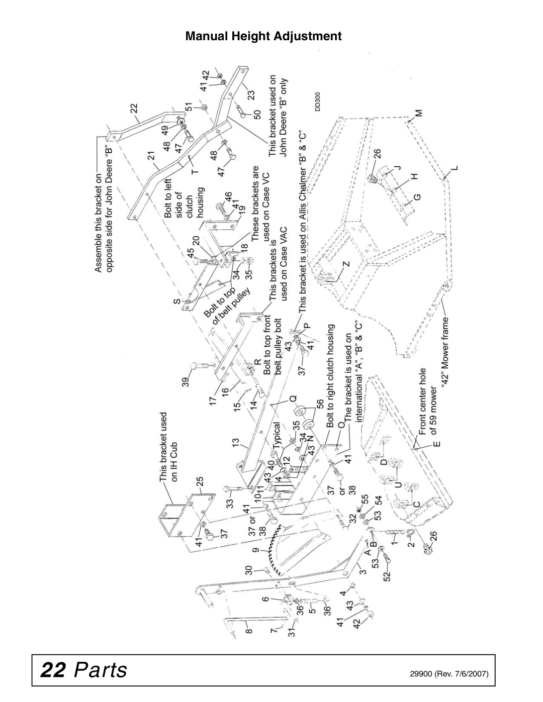 Woods Equipment 42C-6 manual Manual Height Adjustment 