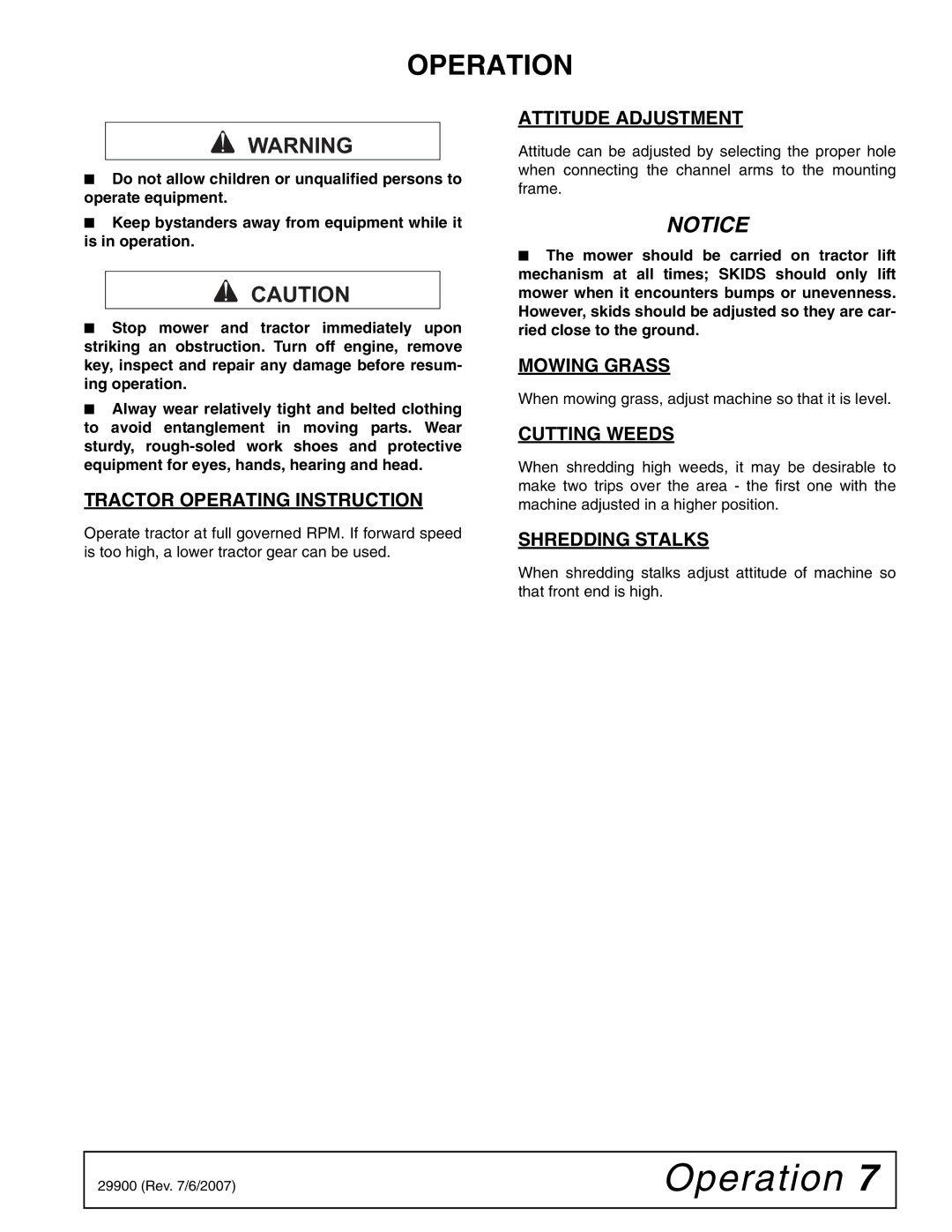 Woods Equipment 42C-6 manual Operation 