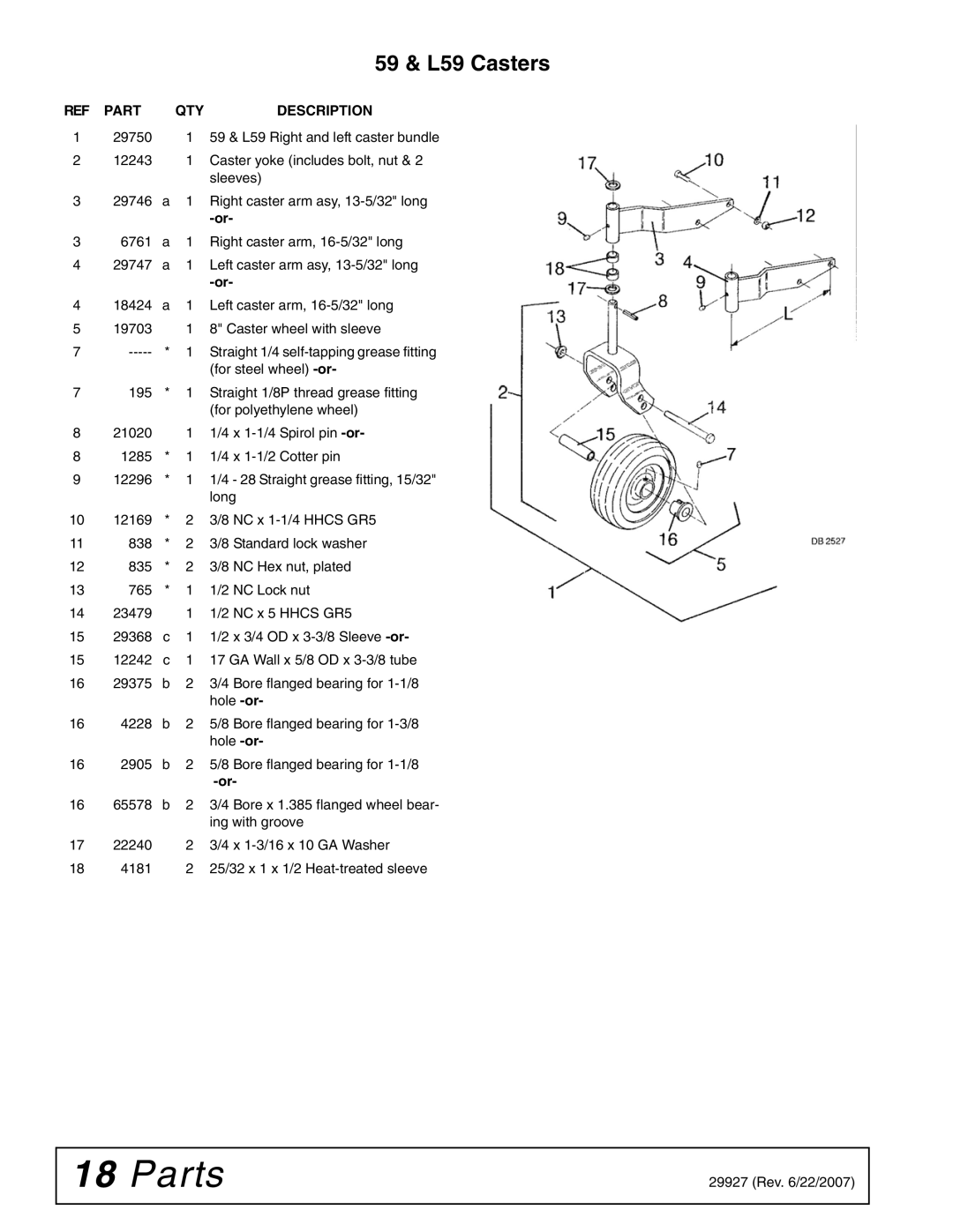 Woods Equipment 59C-2 manual 59 & L59 Casters 