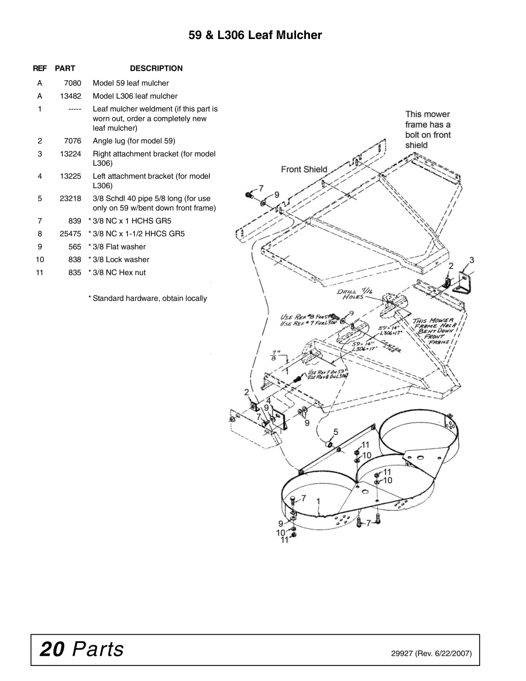 Woods Equipment 59C-2 manual 59 & L306 Leaf Mulcher 