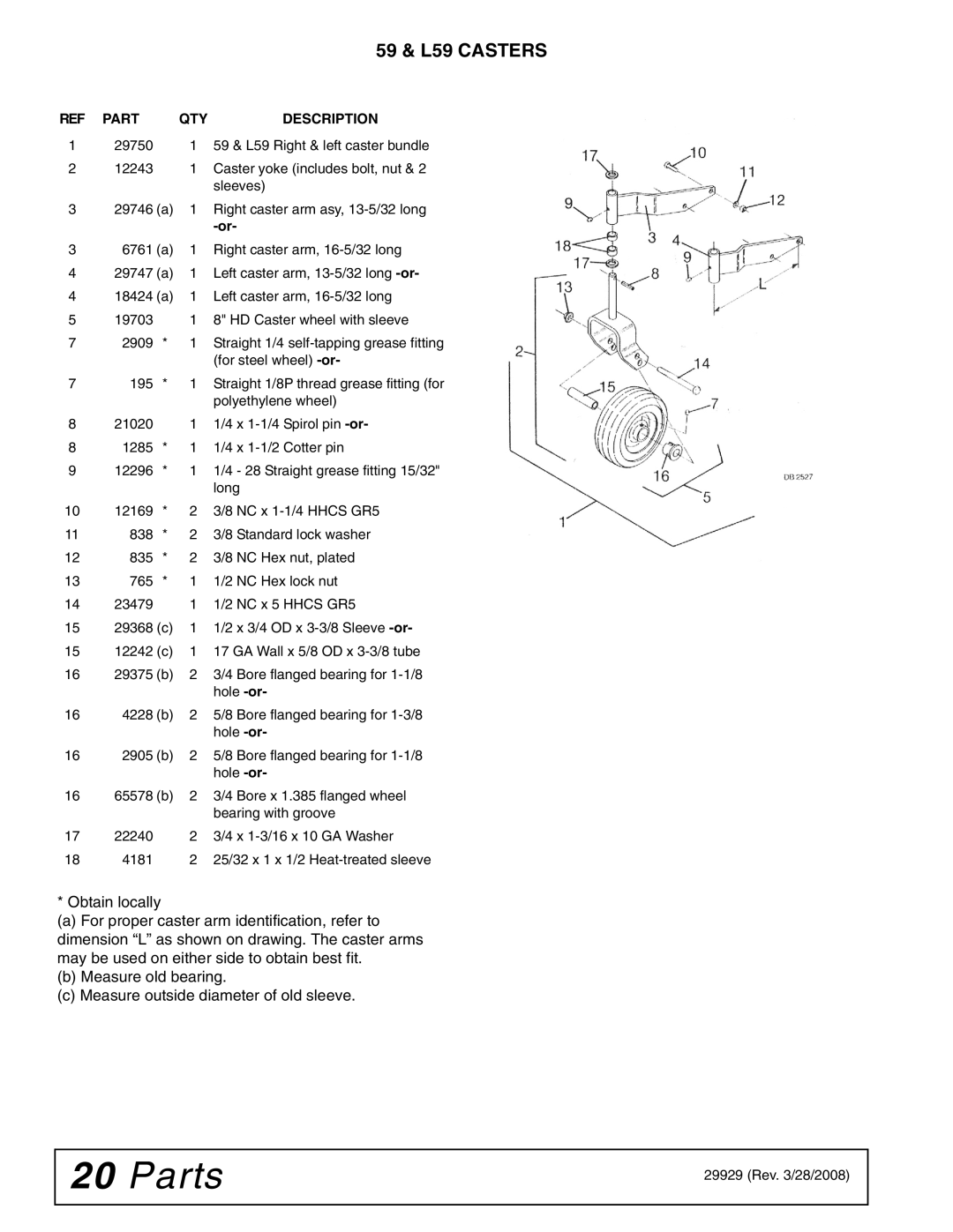 Woods Equipment 59CLF-4, 59CL-4 manual 59 & L59 Casters 